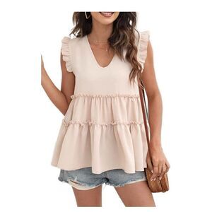 NWOT Beaully Ruffle Sleeve Babydoll Blouse